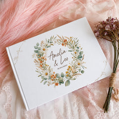 Rustic Floral Autumn Wedding Guest Book Personalised Gift for Couples
