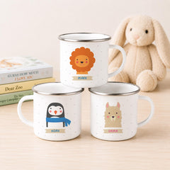 Personalised Animal Mug, Kids Custom Name Mug, Cute Animal Gift