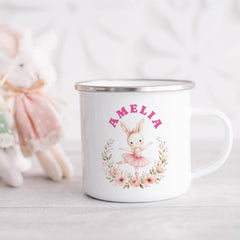 Personalised Ballerina Bunny Mug, Girls Ballet Gift, Custom Name Kids Mug
