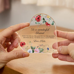Personalised Friend Heart Acrylic Plaque Keepsake, Best Friend Christmas Gift for Her