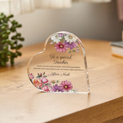 Personalised Teacher Heart Keepsake, Thank You Gift, Christmas End of Term Present