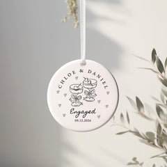 Personalised Engagement Ceramic Ornament, Engaged Couple Keepsake Christmas Gift