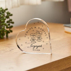 Personalised Engagement Heart Keepsake, Engaged Couple Gift, Engagement Date Gift