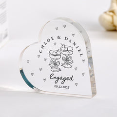 Personalised Engagement Heart Keepsake, Engaged Couple Gift, Engagement Date Gift