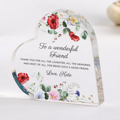 Personalised Friend Heart Acrylic Plaque Keepsake, Best Friend Christmas Gift for Her