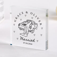 Personalised Wedding Keepsake, Newlywed Couple Gift, Wedding Date Acrylic Block