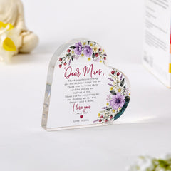 Personalised Mum Acrylic Plaque Gift, Thank You Mother's Day Birthday Gift for Mummy