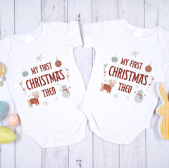 Personalised Baby's First Christmas Vest, My First Xmas Baby Bodysuit,  Newborn Gift