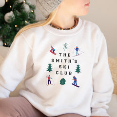 Personalised Family Ski Club Jumper, Matching Christmas Sweatshirt, Kids and Adults Skiing Holiday Gift