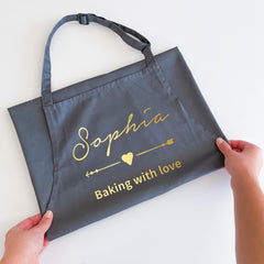 Women Personalised Apron, Custom Name Baking Gift for Mum, Grandma, Cook, Birthday, Adjustable Neck