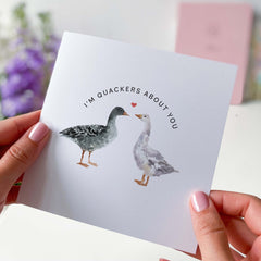 I'M Quackers About You Card For Husband Wife Valentine's Day Birthday Love Card For Her Him Boyfriend Girlfriend Gift Card Funny Love Card