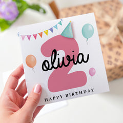 Kids Birthday Card for Girl Fun Keepsake 1st 2nd 3rd 4th Birthday Card for Daughter Granddaughter Niece Baby Girl Gift Card