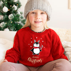 Kids Christmas Penguin Jumper Cute Sweatshirt for Child Baby Toddler Girl Boy