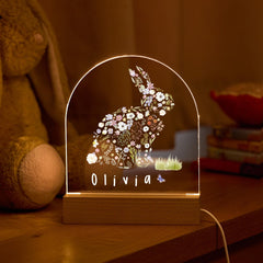 Kids Easter LED Night Light Cute Flower Bunny Design for Boys or Girls Baby 1st Lamp Birthday