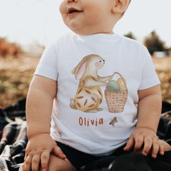 Kids Easter T-Shirt Custom Bunny Egg Print Name Shirt Gift for Boys & Girls Cute Toddler First Easter Tee