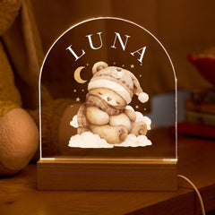 LED Night Light Custom Name Bear Design Kids Nursery Lamp Baby Gift Bedroom Decor Sleep Aid Babyshower