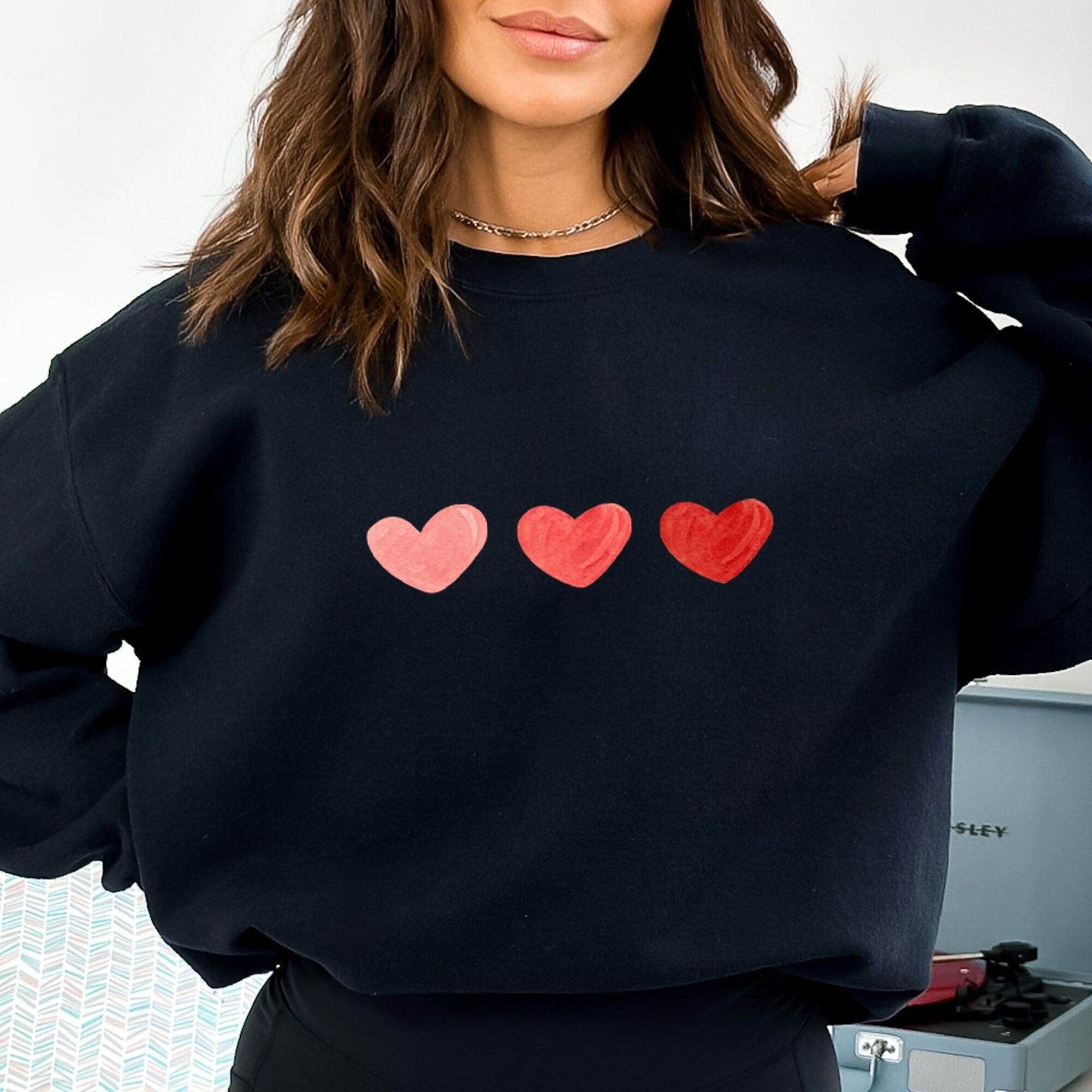 Love Cute Hearts Sweatshirt Valentine'S Days Jumper First Valentine Red Heart T-Shirt