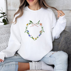 Love floral heart sweatshirt, Valentine's jumper, First Valentine, Spring flowers, Cute heart fashion - Pomchick