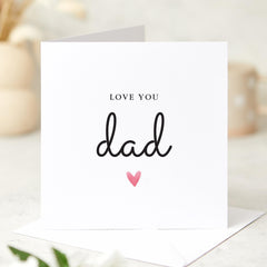 Love You Dad Card Minimalist Modern Father’s Day Birthday Card Simple Heart Design Daddy Dada Appreciation