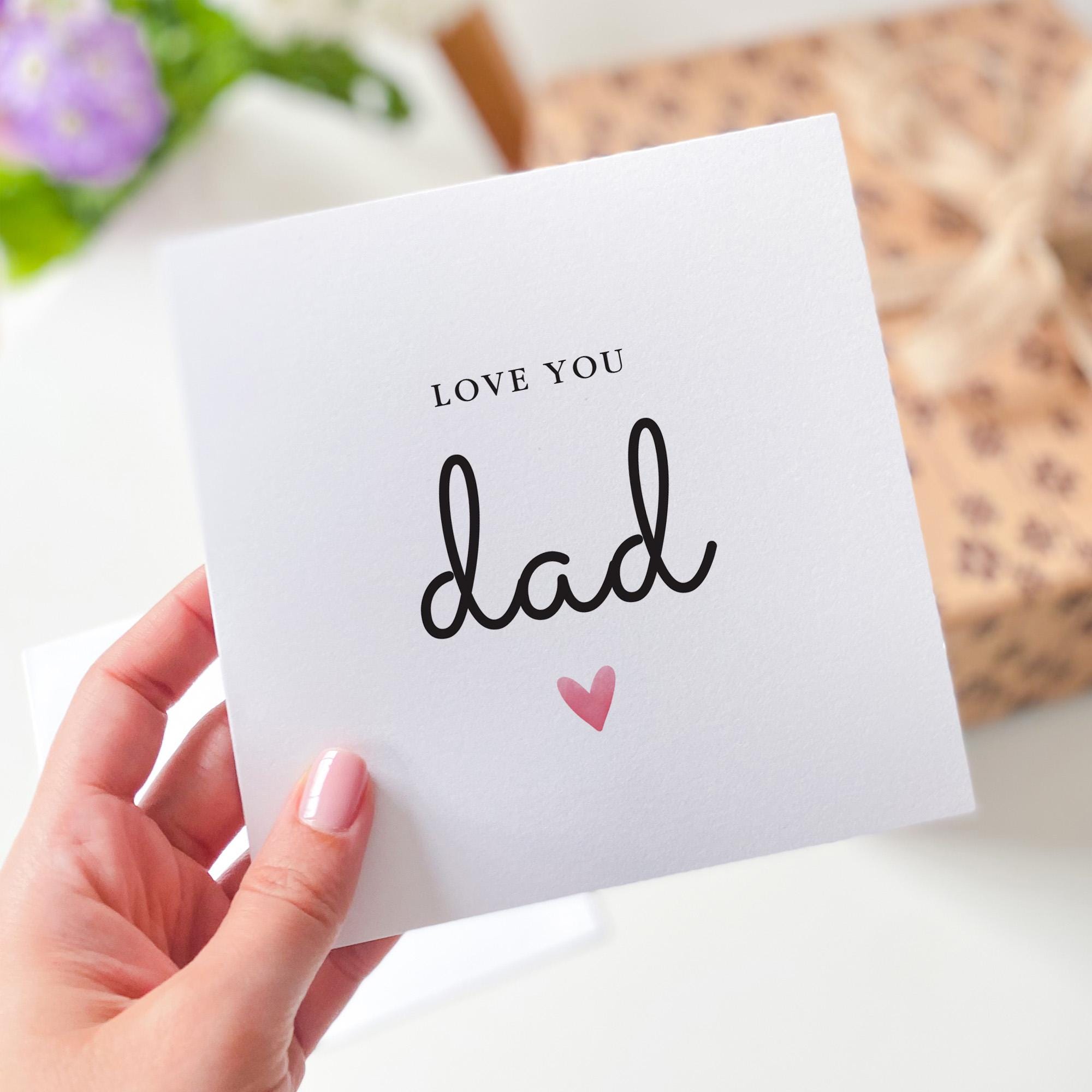 Love You Dad Card Minimalist Modern Father’s Day Birthday Card Simple Heart Design Daddy Dada Appreciation