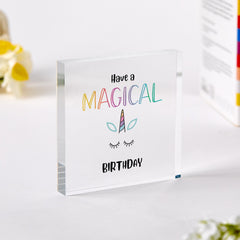 Magical Unicorn Birthday gift for Girl Acrylic Plaque Colourful Gift for Goddaughter Daughter Little Sister Niece or Granddaughter Keepsake