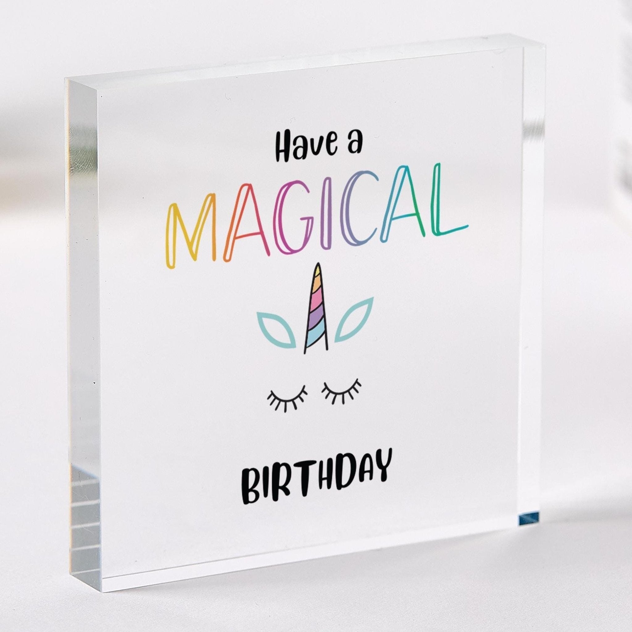 Magical Unicorn Birthday gift for Girl Acrylic Plaque Colourful Gift for Goddaughter Daughter Little Sister Niece or Granddaughter Keepsake