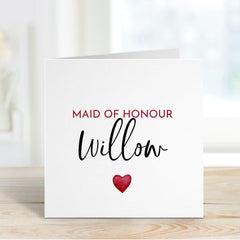 Maid Of Honour Wedding Day Card Personalised Card For Maid Of Honour From Bride Bridal Shower Hen Party Gift Card Proposal Card