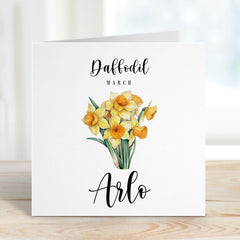 March Birthday Card Daffodil Personalised Birth Flower Born In March Birth Birthday Card With Name Birth Month Flower Card For Her Him