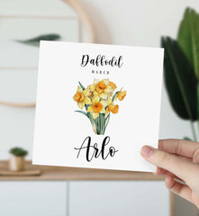 March Birthday Card Daffodil Personalised Birth Flower Born In March Birth Birthday Card With Name Birth Month Flower Card For Her Him