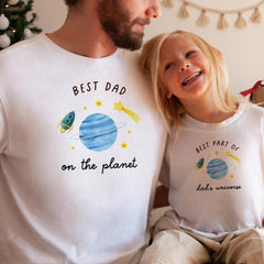 Matching Daddy Baby Bodysuit, Bib or T-Shirts Father's Day Dad's birthday Gift for Dad Best Part of Dad's Universe Cute Space Design