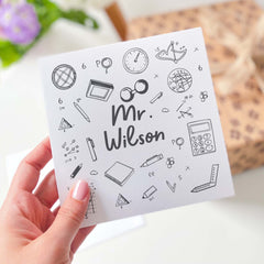 Math Teacher Card With Name Mathematic Icons Gift Card For Her Him Teacher Gratitude Thank You Card A Teachers End Of Year Maths Secondary