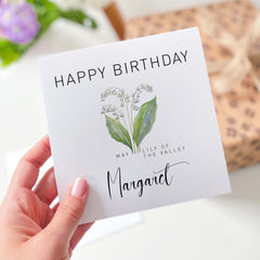 May Birthday Card Personalised Birth Flower Card For Born In May Happy Birthday Card With Name Birth Month Lily Of The Valley For Him Her