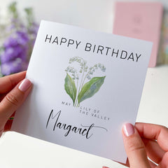 May Birthday Card Personalised Birth Flower Card For Born In May Happy Birthday Card With Name Birth Month Lily Of The Valley For Him Her