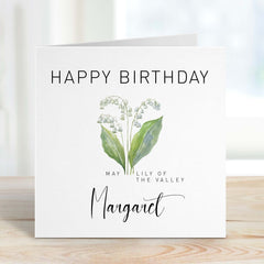 May Birthday Card Personalised Birth Flower Card For Born In May Happy Birthday Card With Name Birth Month Lily Of The Valley For Him Her