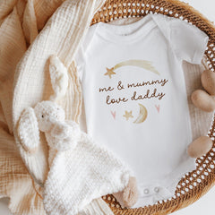 Me and mummy love Daddy, Baby bodysuit or bib, First Father's Day, New dad gift, Our 1st keepsake - Pomchick