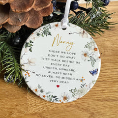 Memorial Ceramic Ornament for Her Him Nanny Mummy Xmas Tree Hanging Decoration In Loving Memory Keepsake Gift to Remember Grandma