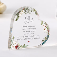 Memorial Keepsake for Wife – Heart Acrylic Plaque – In Loving Memory of Wife – Remembrance Decoration with Poem