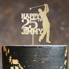Men Personalised Golf Birthday Cake Topper with Age and Name Wooden Golf Party cake Decor 30th 40th 50th 60th 70th for Man Him Golf Lover