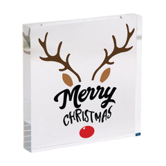 Merry Christmas Acrylic Block, Festive Reindeer Decoration Keepsake Gift for Her Family Mum Xmas Home Decor