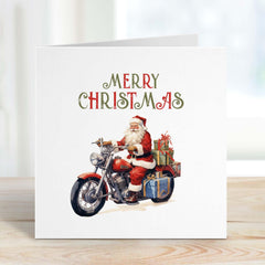 Merry Christmas Gift Card With Funny Santa Claus On Motorcycle For Him Her Friends Xmas Cards Greeting Card Motor Lover Card Motorbike