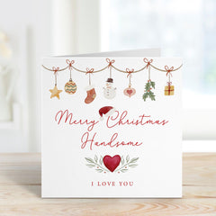 Merry Christmas Handsome Card I Love You Romantic Xmas Gift Card For Boyfriend Husband Hubby Greeting Cards Christmas Card For Him