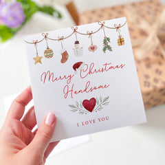 Merry Christmas Handsome Card I Love You Romantic Xmas Gift Card For Boyfriend Husband Hubby Greeting Cards Christmas Card For Him