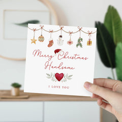 Merry Christmas Handsome Card I Love You Romantic Xmas Gift Card For Boyfriend Husband Hubby Greeting Cards Christmas Card For Him