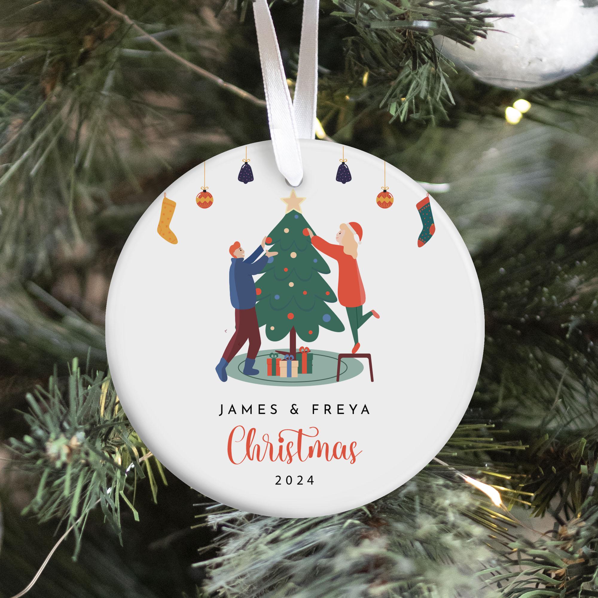 Merry Christmas To A Special Couple Personalised Ceramic Ornament with Names Gift for Newlyweds Keepsake Couples First Xmas Married Engaged