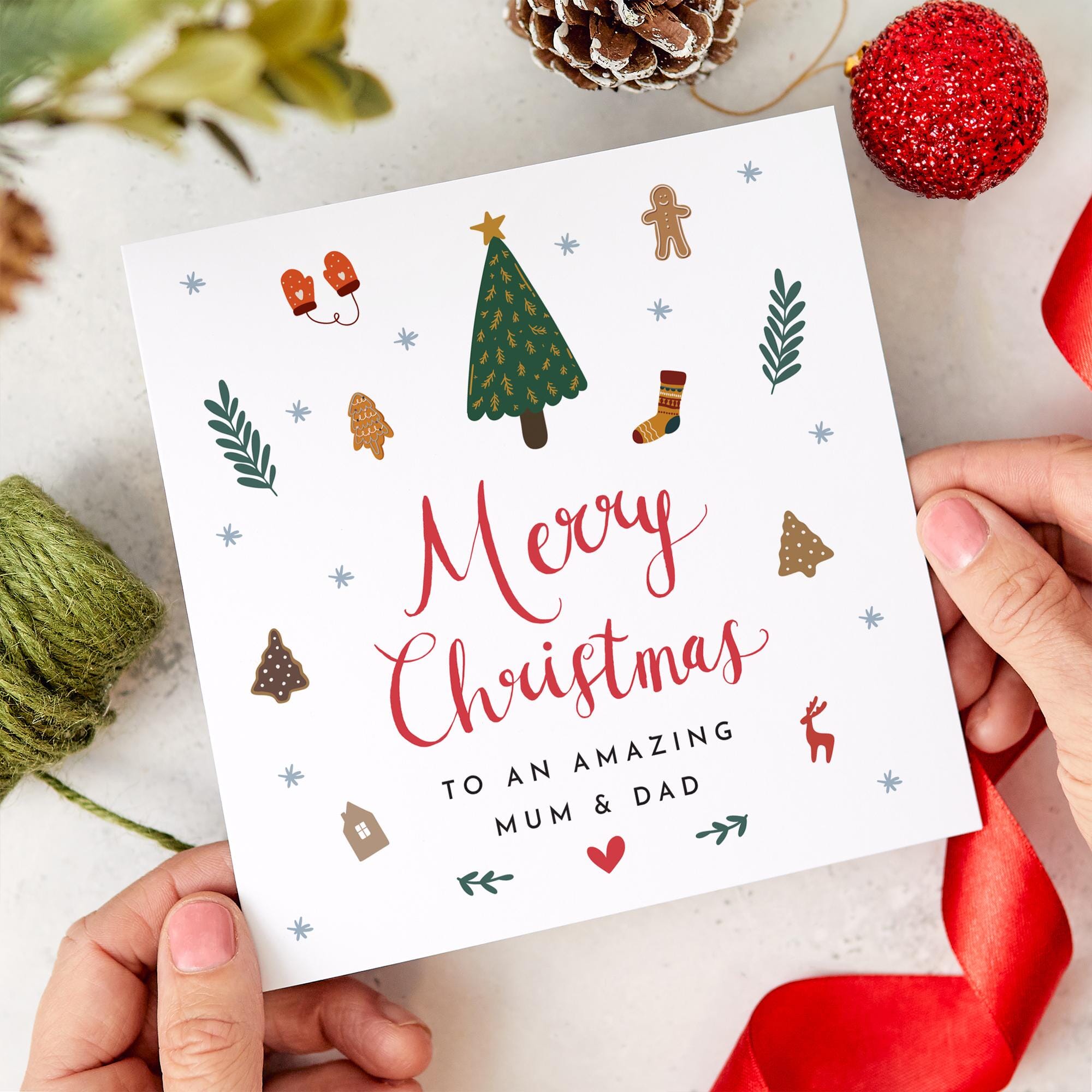 Merry Christmas To An Amazing Mum And Dad Gift Card New Dad Mum Cute Xmas Greeting Cards With Xmas Tree For Mummy Daddy