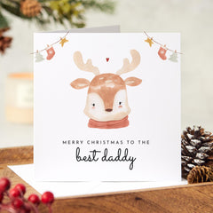 Merry Christmas To The Best Daddy Card With Cute Xmas Deer Xmas Gift Card To The Best Dad To My Father From Kids Babies From The Bump