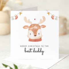 Merry Christmas To The Best Daddy Card With Cute Xmas Deer Xmas Gift Card To The Best Dad To My Father From Kids Babies From The Bump