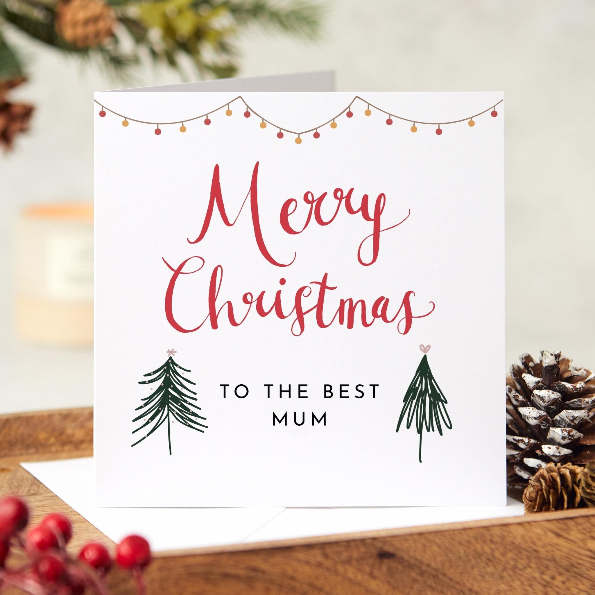 Merry Christmas To The Best Mum Card With Your Name For Mum Christmas Time For New Mum Mummy Simple Xmas Trees Design Xmas Gift Card