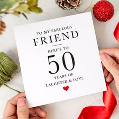 Milestone Birthday Card for Friend Elegant Years of Laughter & Love Message Best Friend 30th 40th, 50th, 60th 70th Gift Card for Bestie