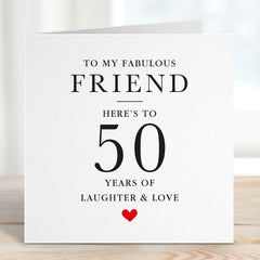 Milestone Birthday Card for Friend Elegant Years of Laughter & Love Message Best Friend 30th 40th, 50th, 60th 70th Gift Card for Bestie